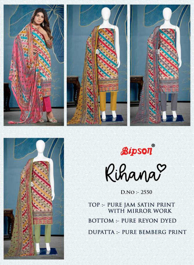 Rihana 2550 By Bipson Pure Jam Satin Printed Dress Material Wholesale Shop In Surat